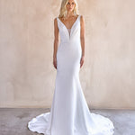 Josie Wedding Dress - Daring Plunge V Neckline with Illusion Tulle